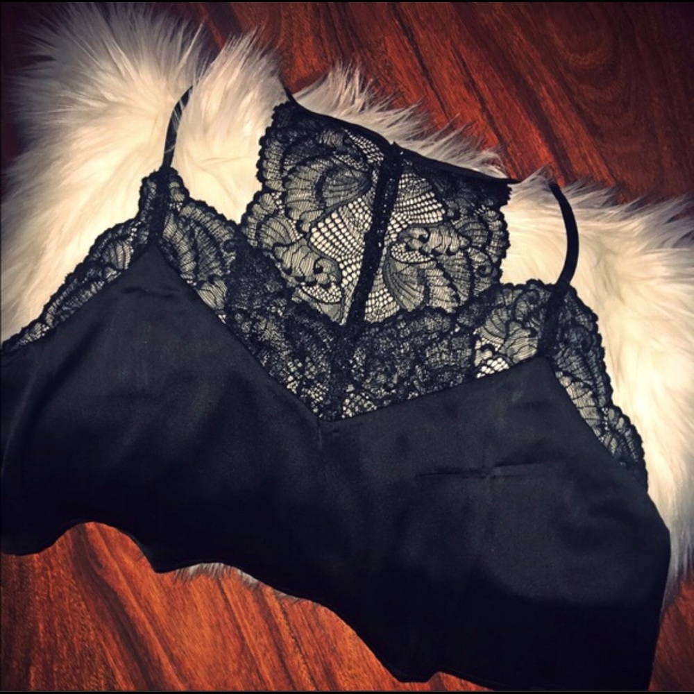 Black Lace Bralette / Crop Camisole